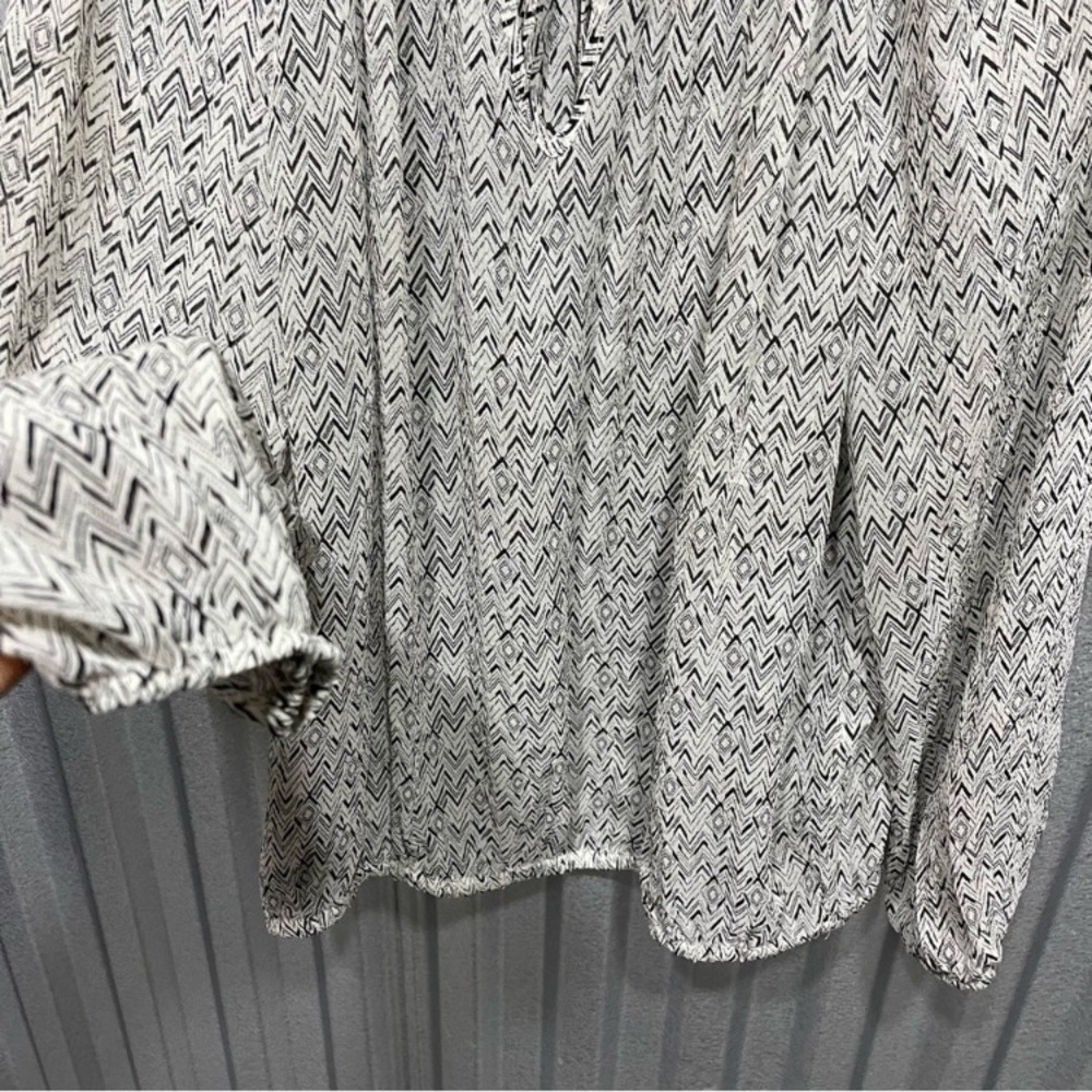 Lucky Brand Diamond & Chevron Stripe Blouson Top - Picture 2 of 3
